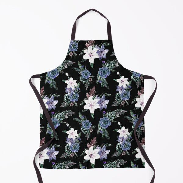 Artikelvorschau, Blau-lila Gothic-Style Blumenmuster auf Schwarz entworfen und verkauft von DEC02.