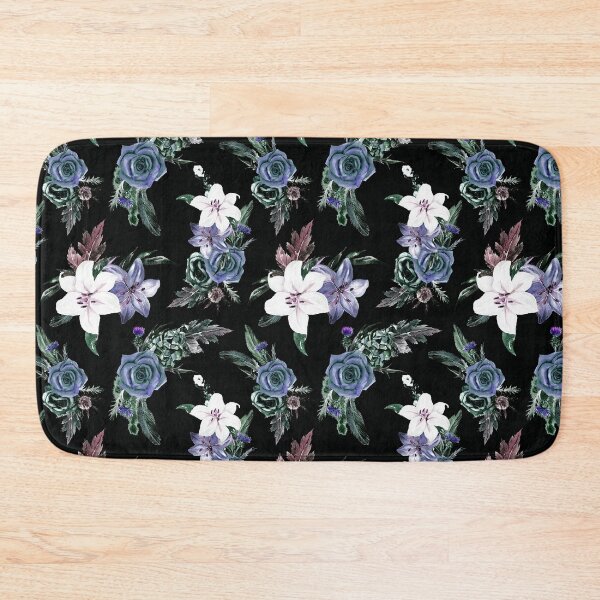 Item preview, Blue-Lilac Gothic-Style Floral Pattern On Black designed and sold by DEC02.