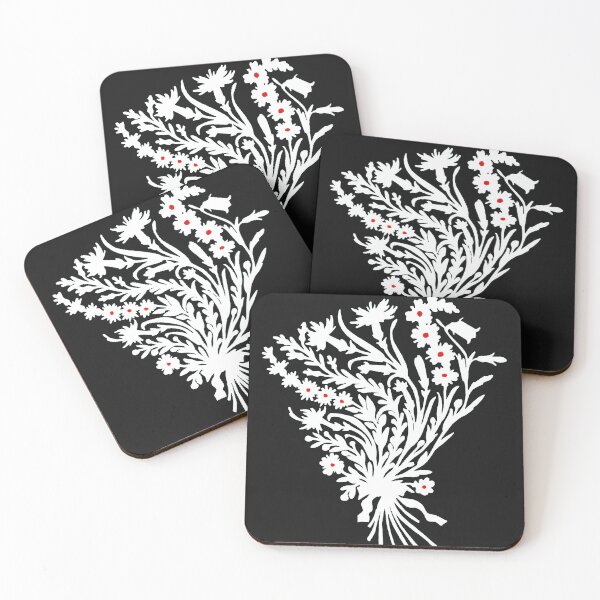 Item preview,  Fairytale Germany idyll forest birds flowers paper cut silhouette white designed and sold by G-M-Designs.