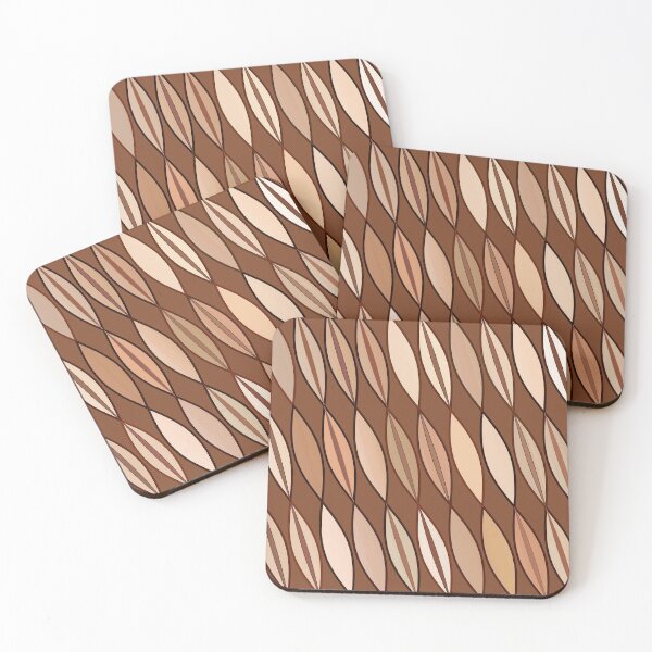 Item preview, Mid-Century Modern Leaves, Cocoa Brown and Beige  designed and sold by Marymarice.