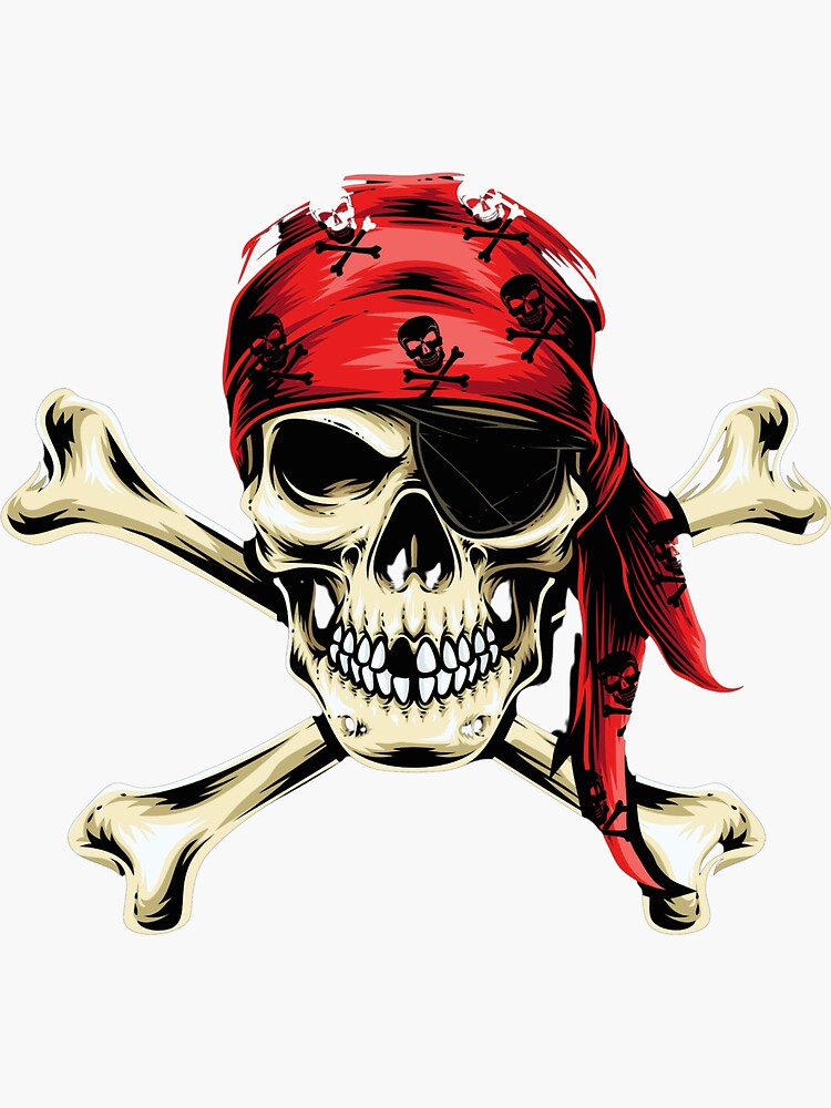 Stickers SKULL & CROSSBONES - red