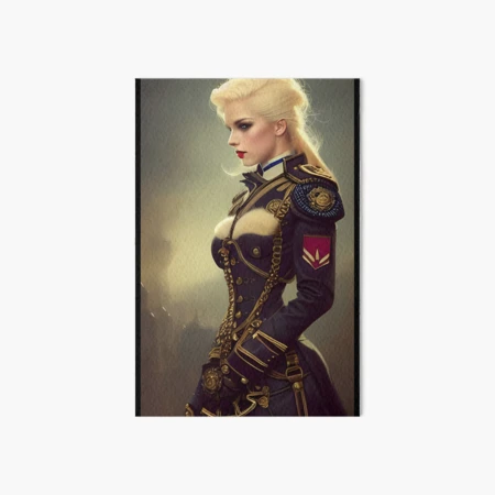 Gorgeous blonde steampunk Officer in Military Uniform Art Board