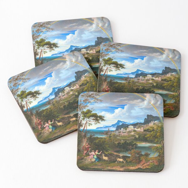 Item preview, Heroic Landscape with Rainbow 1824 Joseph Anton Koch Fantasy Painting Print Colorful designed and sold by darcijj.