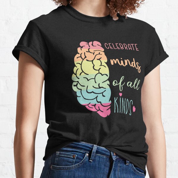 Celebrate Minds Of All Kinds Rose Rainbow Watercolor T-Shirt