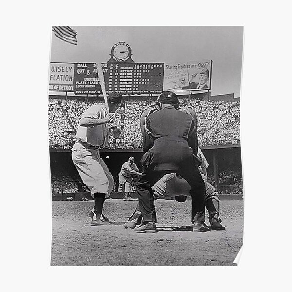 Greenberg at bat, Tiger Stadium 1945. Home Plate, Old Ballparks, Old Stadiums, Briggs Stadium, Detroit Baseball Stadium, Centerfield Scoreboard, Baseball Poster