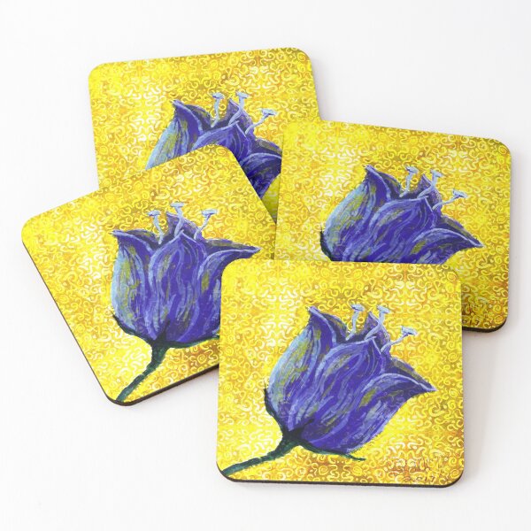Item preview, purple tulip on yellow with swirls and dots designed and sold by Dawna Morton.