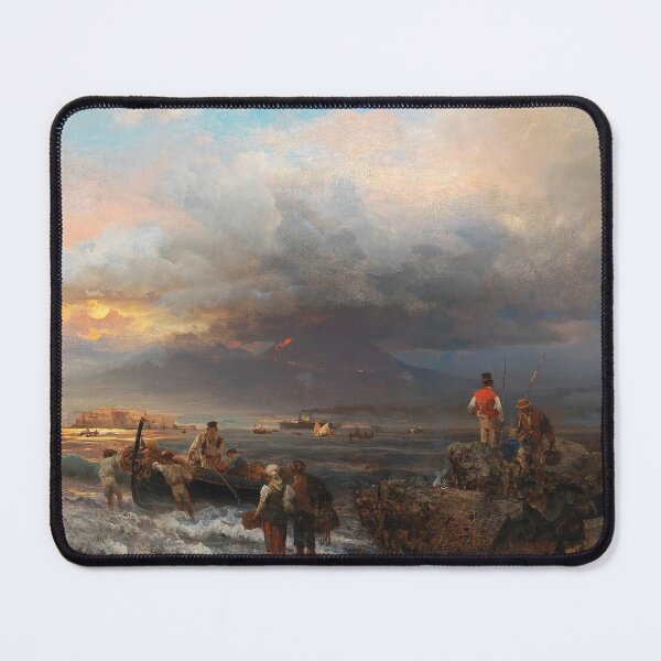 Item preview, The Bay of Naples with Vesuvius in the Background | Oswald Achenbach | 1874 Marine Art designed and sold by CJET.