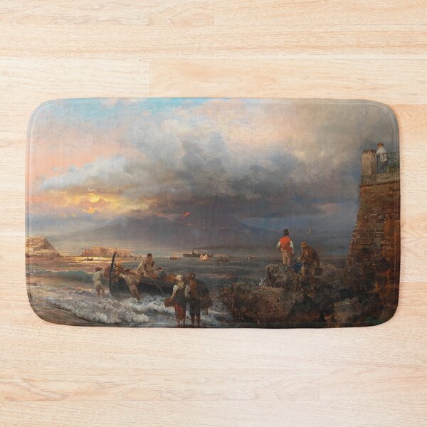 Item preview, The Bay of Naples with Vesuvius in the Background | Oswald Achenbach | 1874 Marine Art designed and sold by CJET.