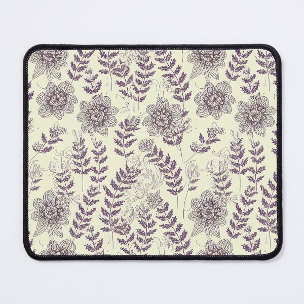 Item preview, Illustrated Purple Flowers on Pale Yellow designed and sold by VintageFlorals.