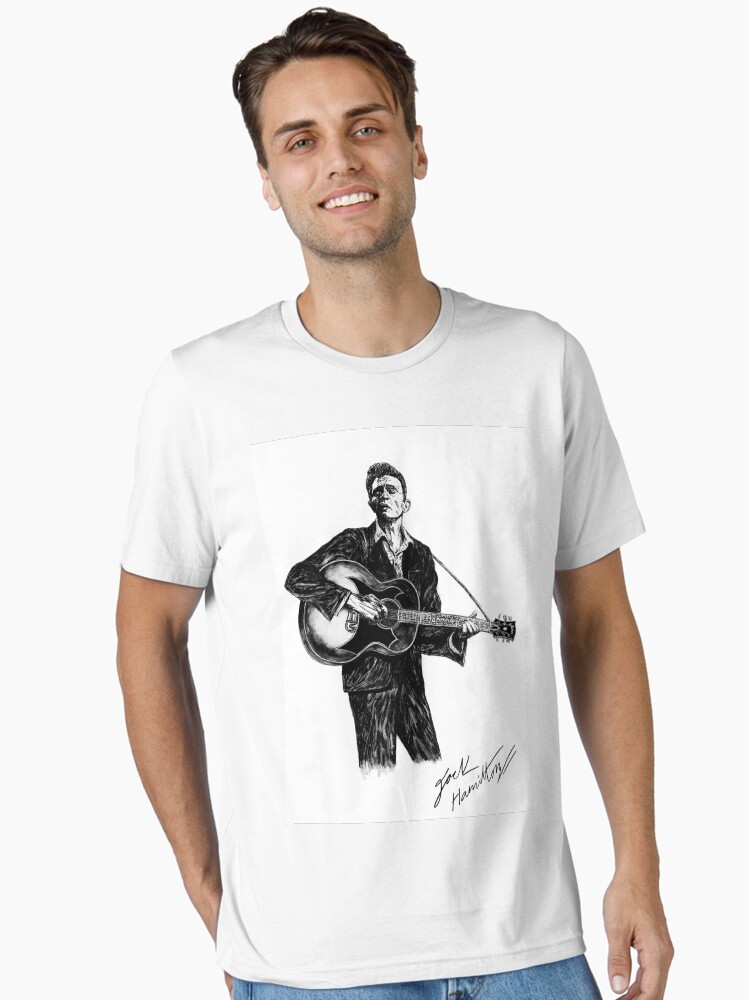 J Cash man in black Country Original Ink Drawing Print