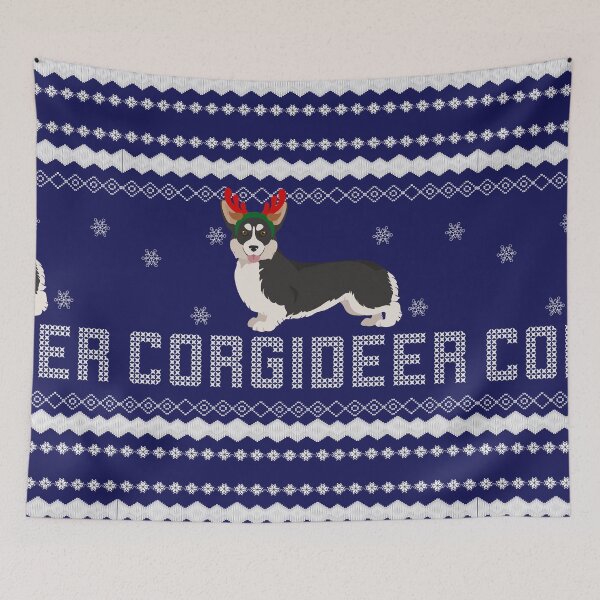 Item preview, Corgideer Black Corgi as a Reindeer and a Christmas wreath Corgi Santa Claus Corgi winter sweater style Christmas Sweater Xmas Corgi Christmas Gift Corgi Ugly Jumper Holiday Gift designed and sold by ALLURE-minimal.
