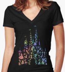 Das glücklichste Schloss der Welt (Regenbogenexplosion) Tailliertes T-Shirt mit V-Ausschnitt