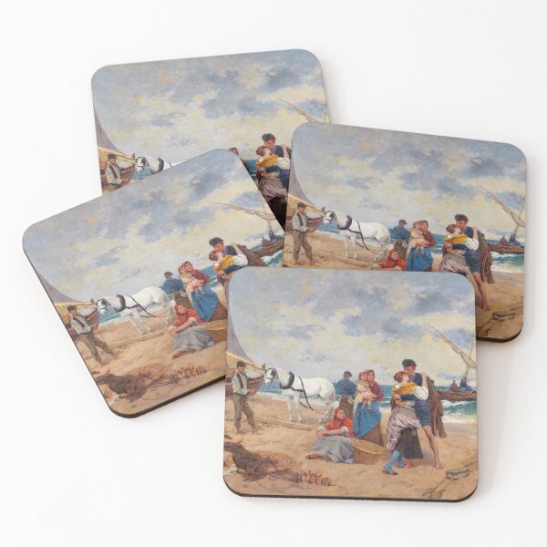 Item preview, The Fisherman Returns | Francisco Miralles y Galup | 1890 Marine Art designed and sold by CJET.