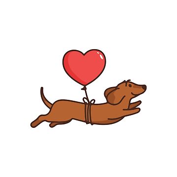 Artwork thumbnail, Cute dachshund dog with balloon Sticker by mydachshund
