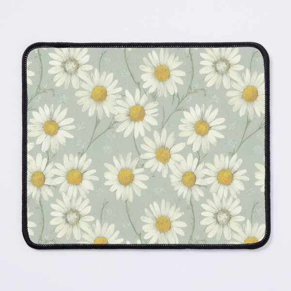 Item preview, Illustrated Brown Daisies on Pale Blue designed and sold by VintageFlorals.