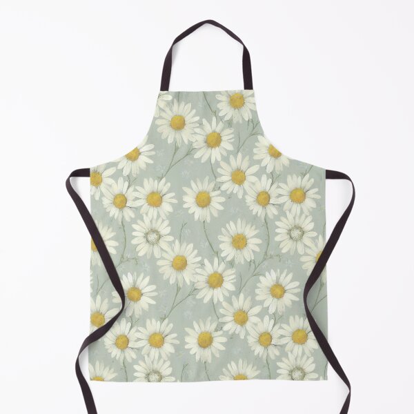 Item preview, Illustrated Brown Daisies on Pale Blue designed and sold by VintageFlorals.