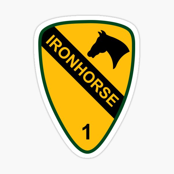 Vista previa del artículo con la obra «Ejército de EE. UU. - Emblema IRONHORSE de la 1.ª División de Caballería - Estilo limpio», diseñado y vendido por pzd501.