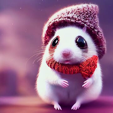 Cute Baby Hamster With Red Scarf In Winter Season Sticker for Sale by Pet Shelter Redbubble