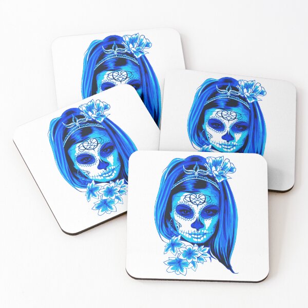 Item preview, Blue Mysterious Girl Face with Flowers designed and sold by Dven-Clothes.