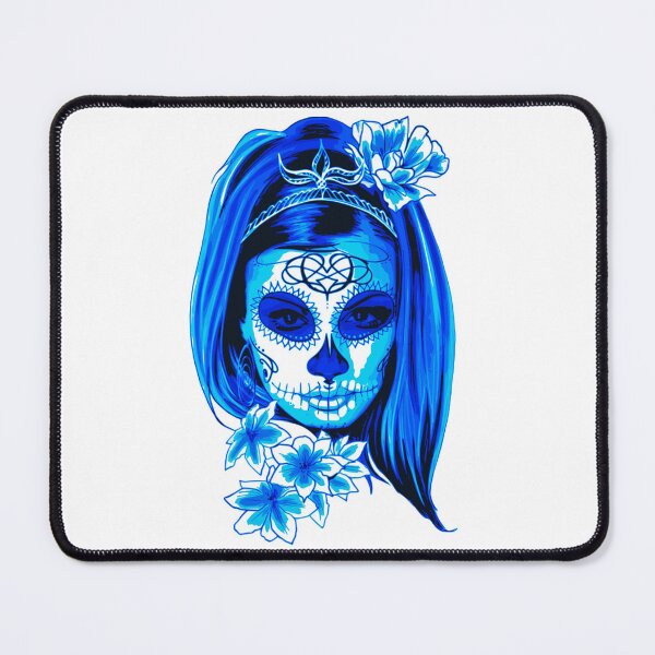 Item preview, Blue Mysterious Girl Face with Flowers designed and sold by Dven-Clothes.