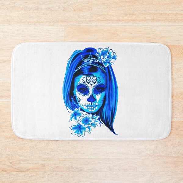 Item preview, Blue Mysterious Girl Face with Flowers designed and sold by Dven-Clothes.