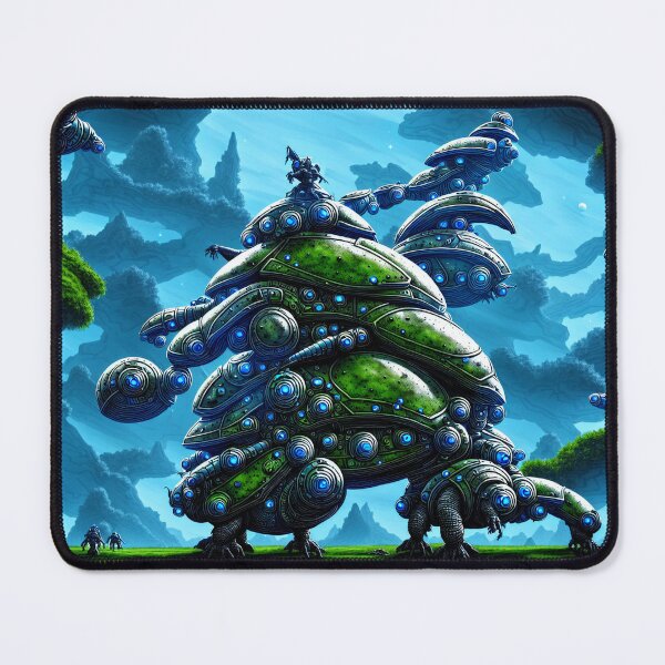 Item preview, A battlesnail construct stomping around on an alien planet and portal in the sky designed and sold by BrachiaST.