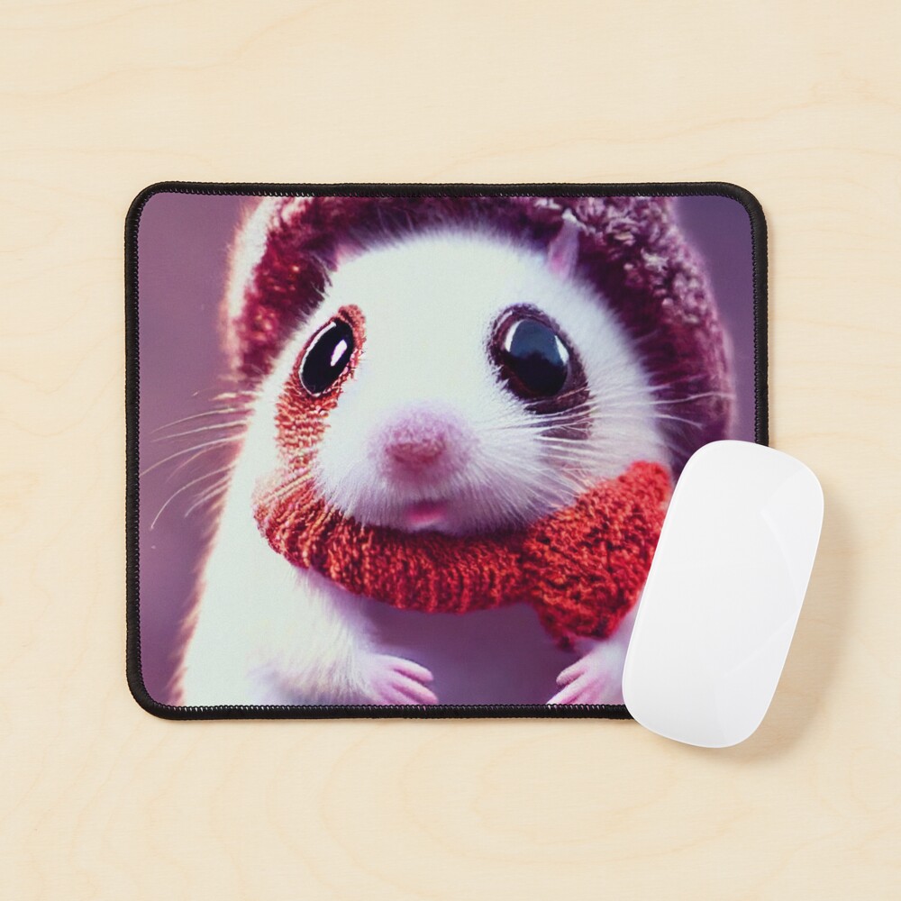 Cute Baby Hamster With Red Scarf In Winter Season