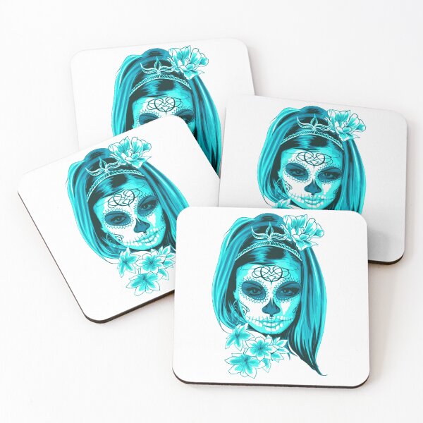 Item preview, Turquoise Mysterious Girl Face with Flowers designed and sold by Dven-Clothes.