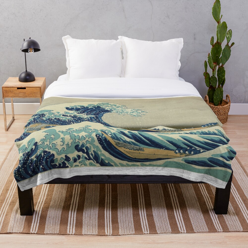 "Japanese Wave Kanagawa Japan" Throw Blanket by DV-LTD | Redbubble