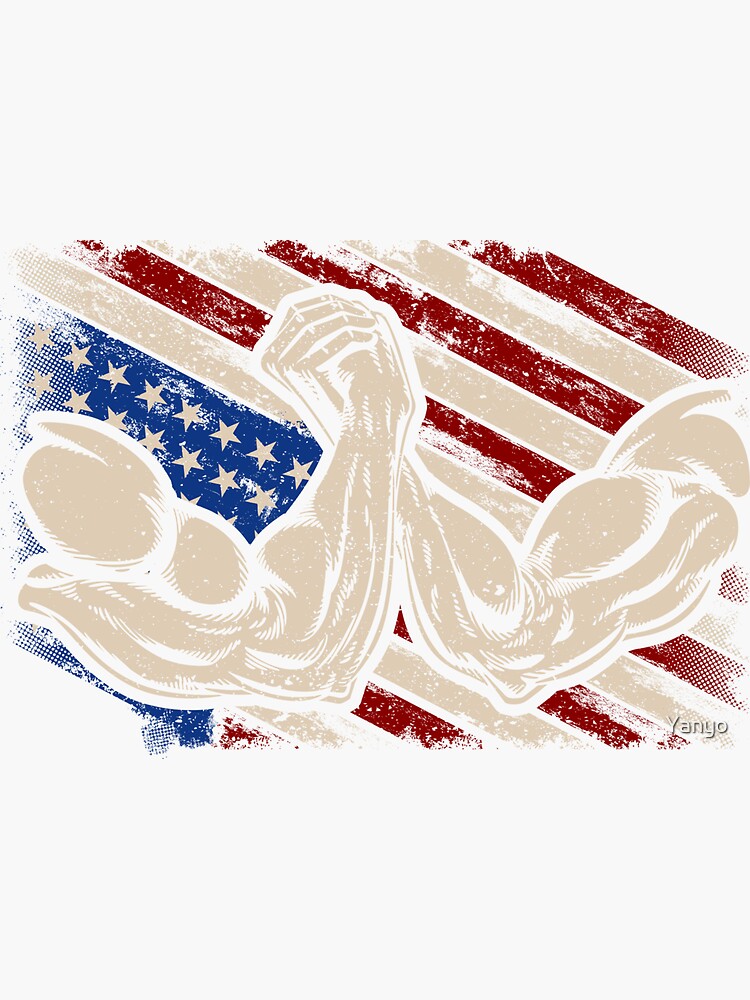 "Arm Wrestling USA Flag Arm Wrestling Sport Power" Sticker for Sale by