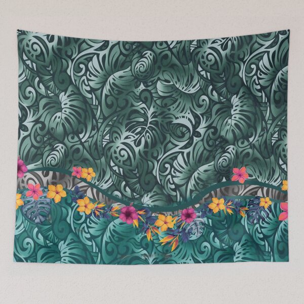 Item preview, Hawaiian Monstera Barkcloth Fusion designed and sold by J Marielle Designs.