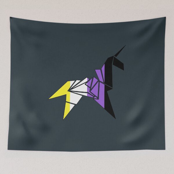 Artikelvorschau, Origami Enby Non-Binary Unicorn. Nonbinary Pride entworfen und verkauft von Subtle Pride Shop.