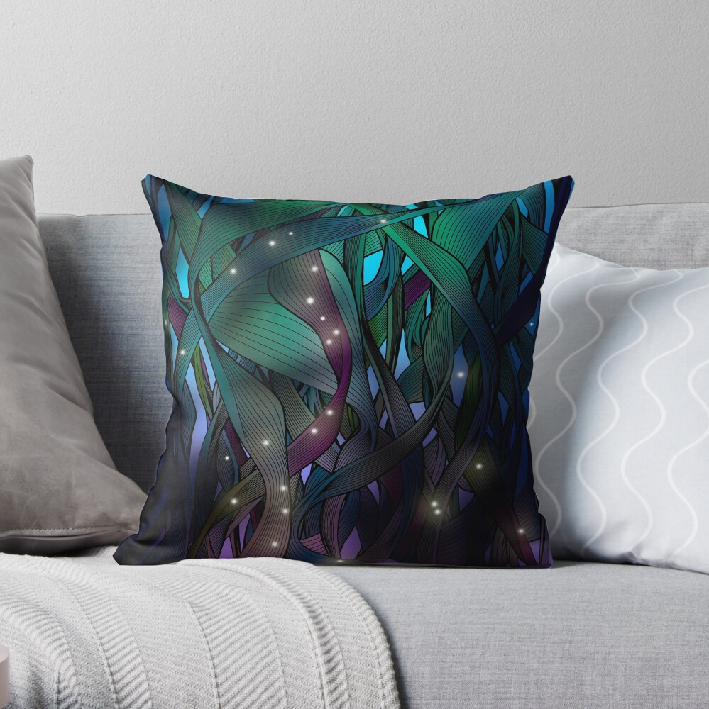 Nocturne (with Fireflies) Throw Pillow