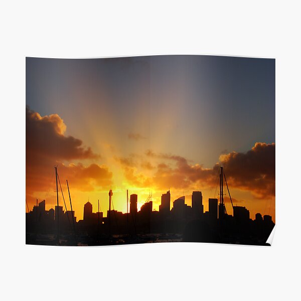 Beams of Light over Sydney Poster
