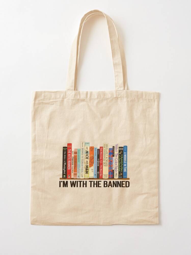 I'm With the Banned Canvas Tote Bag Librarian and Reading Book Bag Gift for  Reader Bookish Merch 