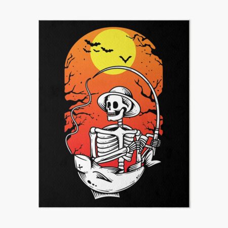 Skeleton Fisherman Halloween Fishing Skeleton Men Women Art Board Print  for Sale by BiL-Ben-Pro