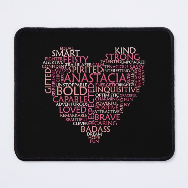 Item preview, Anastacia heart word cloud shape name - pink, peach and light pink - female empowerment name persona designed and sold by Abvintageshop.