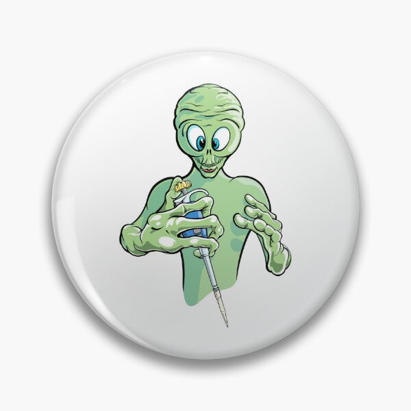 Item preview, Funny Science Cartoon - Alien Visitor Holding Pipette PCR designed and sold by Zit-Zat-Zot.