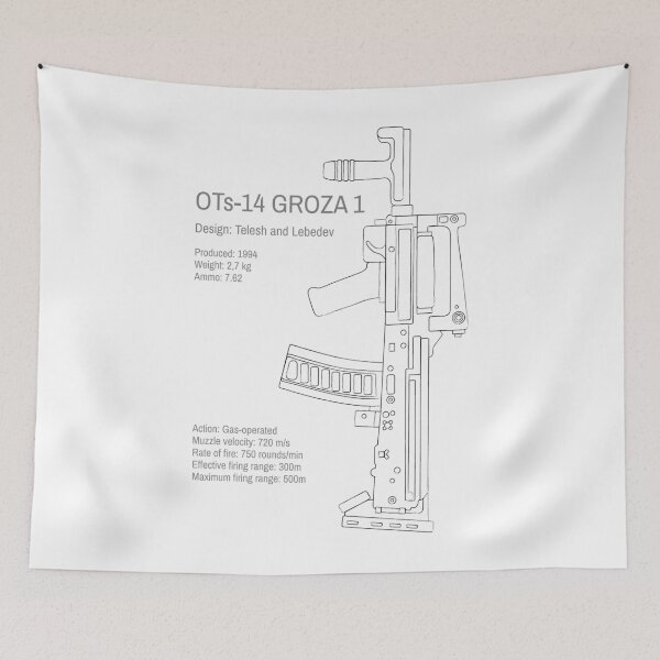 Item preview, OTs-14 Bullpup Rifle Groza (ОЦ-14 Гроза) vertical grungy line art designed and sold by Moolversin.