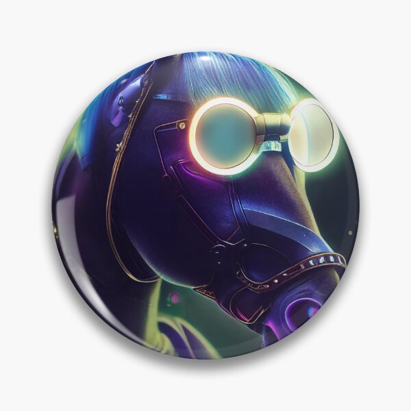 Artikelvorschau, Cooles abstraktes futuristisches Sci-Fi-Pferd mit Neonbrille. Neonlicht-Sci-Fi-Pferdemalerei entworfen und verkauft von Pet Shelter.
