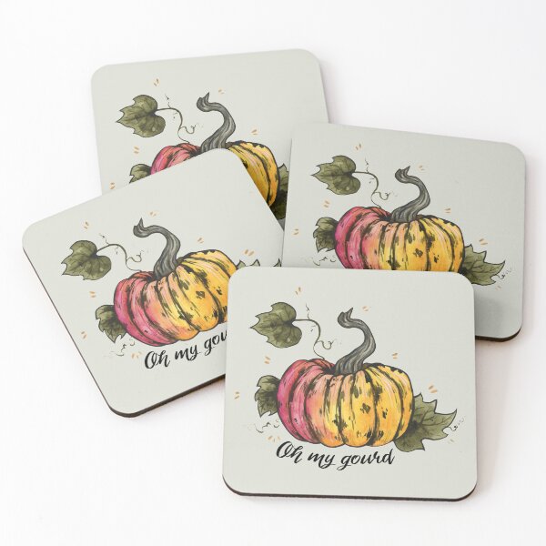 Item preview, Oh my gourd - Watercolor painting of a multicolored pumpkin designed and sold by Ellen Wilberg.