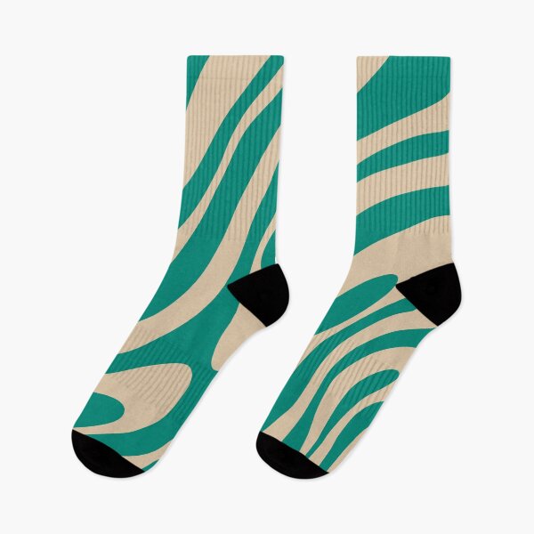Item preview, Wavy Loops Retro Abstract Pattern in Mid Mod Teal and Beige designed and sold by kierkegaard.