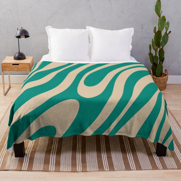 Item preview, Wavy Loops Retro Abstract Pattern in Mid Mod Teal and Beige designed and sold by kierkegaard.