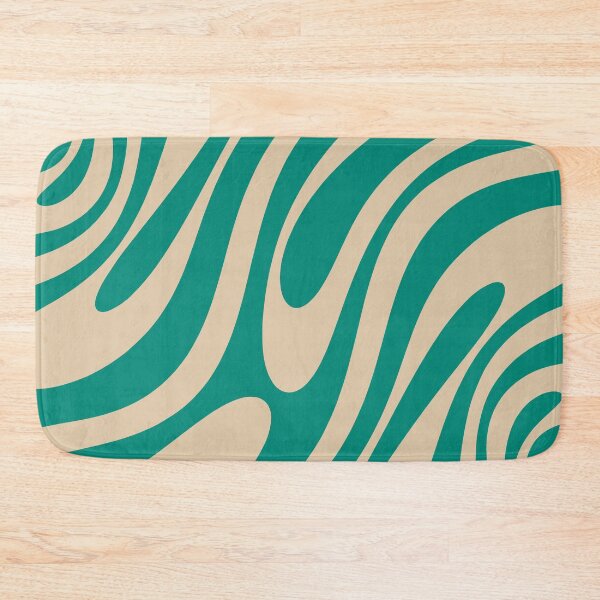 Item preview, Wavy Loops Retro Abstract Pattern in Mid Mod Teal and Beige designed and sold by kierkegaard.