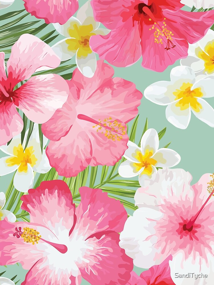 Tropical Hibiscus and Plumeria Flowers by SandiTyche