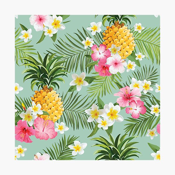 Hawaiian Pineapple and Tropical Flowers Photographic Print