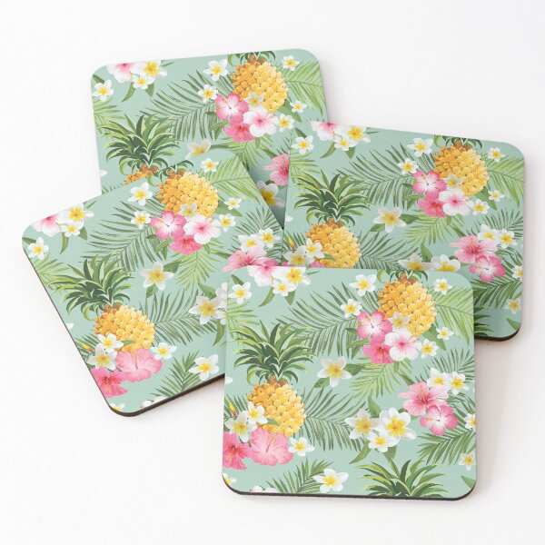 Item preview, Hawaiian Pineapple and Tropical Flowers designed and sold by Pink Pineapple Works.