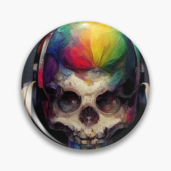 Item preview, Rainbow Skull Wearing Headphones  designed and sold by Mezma.