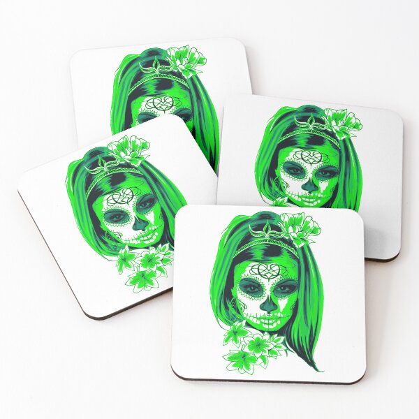 Item preview, Green Mysterious Girl Face with Flowers designed and sold by Dven-Clothes.