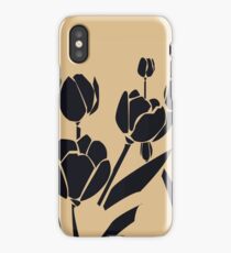 Woodcut style tulips iPhone Case/Skin